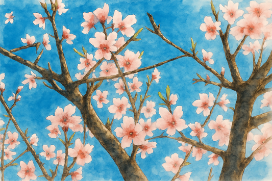 ALMENDROS EN FLOR. Lámina Decorativa Original.