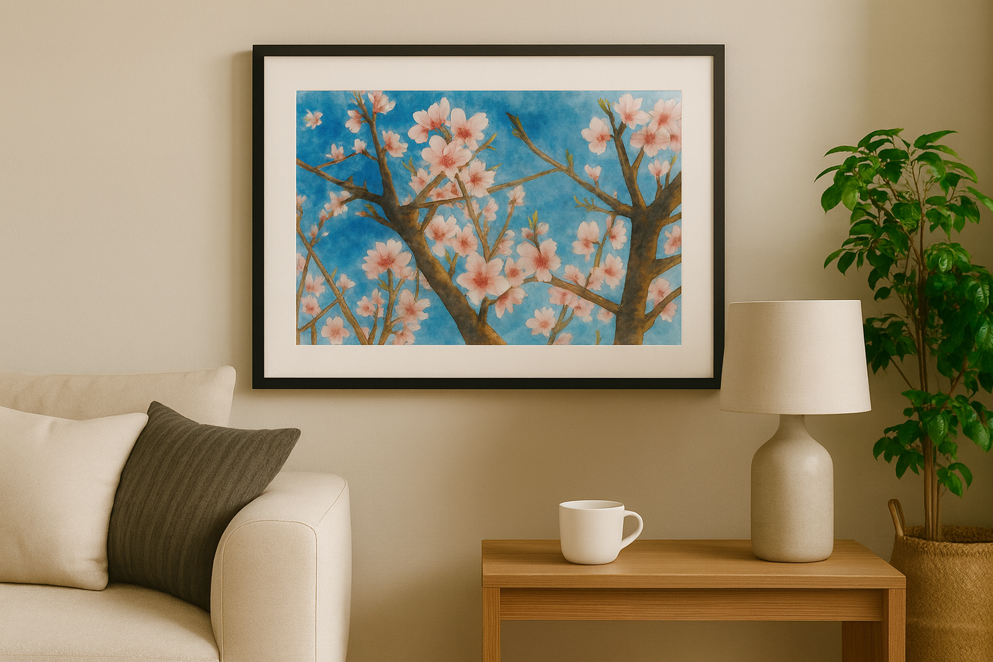 ALMENDROS EN FLOR. Lámina Decorativa Original.