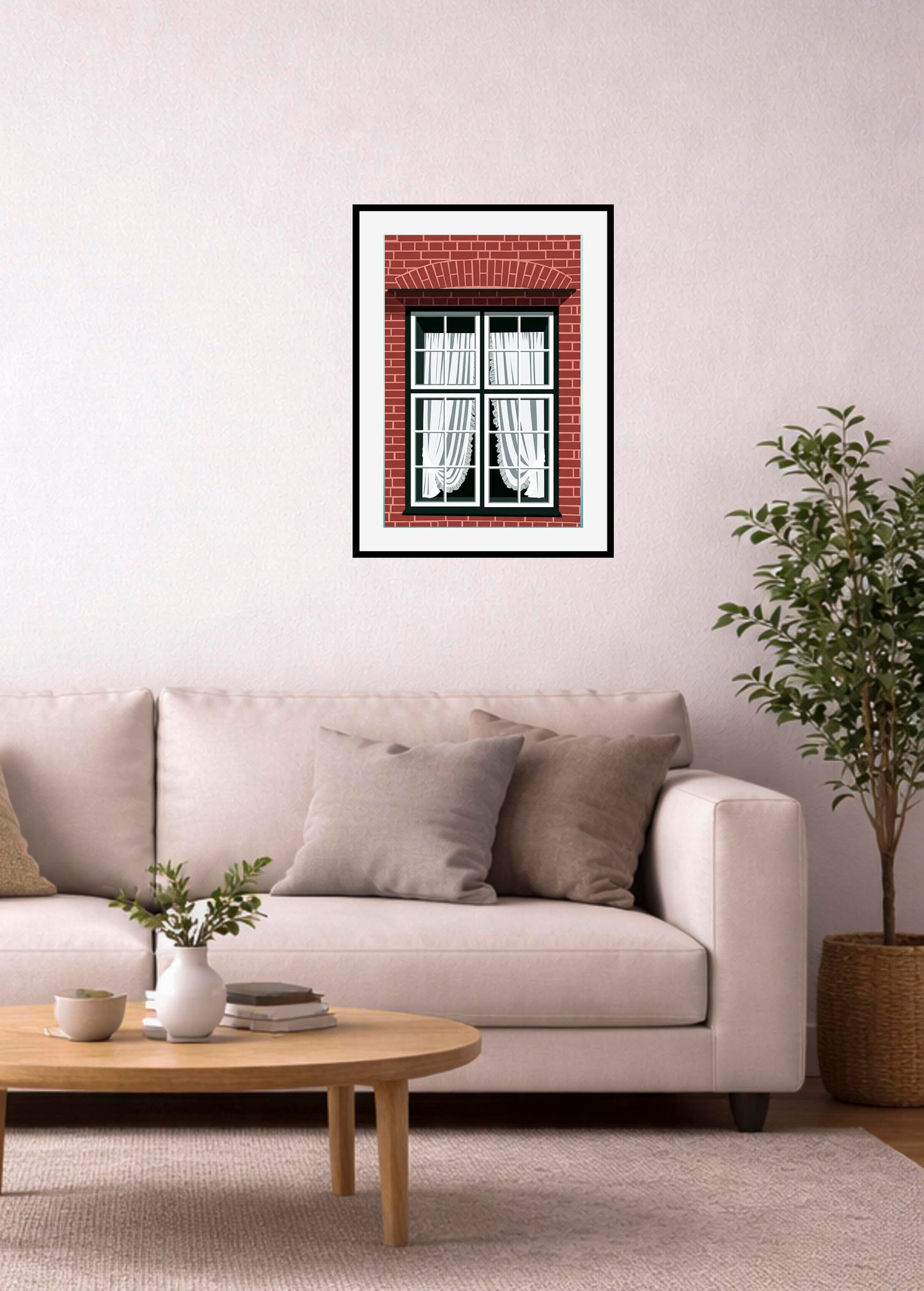 Lámina decorativa Ventana con Visillos Blancos en salón, fotografía artística | IMAJIN-ARTE