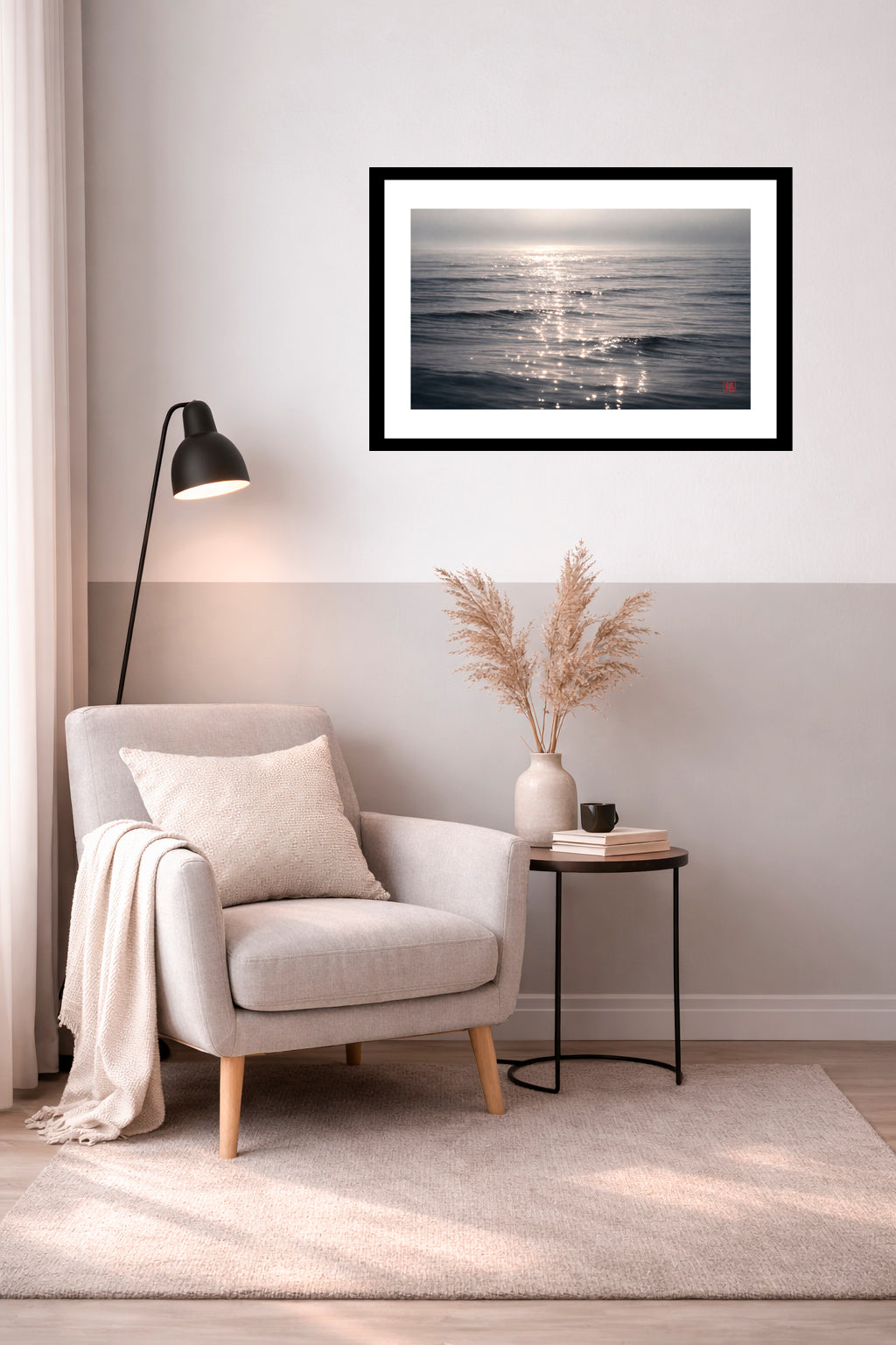LAMINA DECORATIVA REFLEJO MARINO EN GRIS