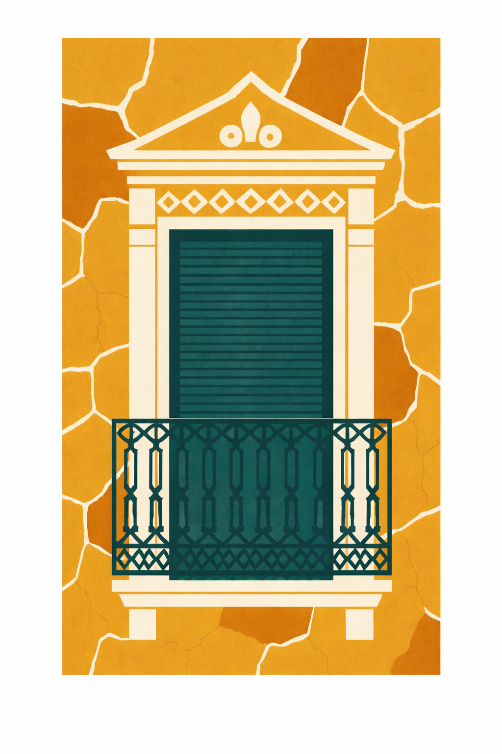 LAMINA DECORATIVA BALCON EN PARED DESCONCHADA