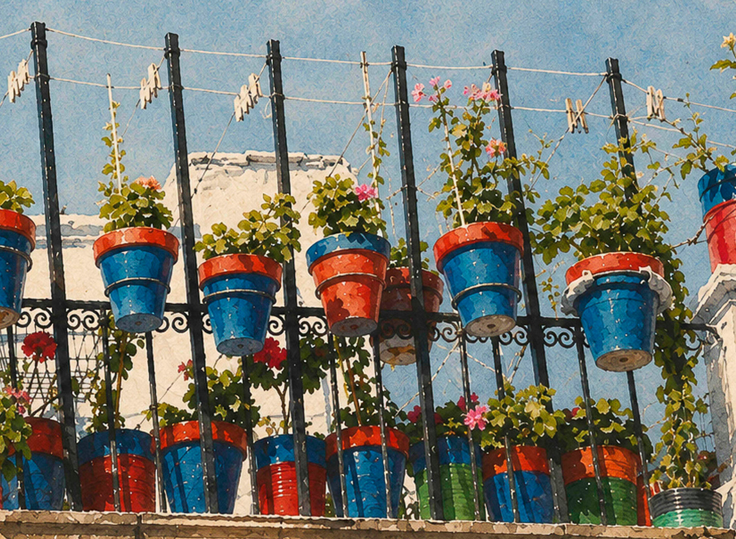 LAMINA DECORATIVA. MACETAS BLAU GRANA, BARRIO SANTA CRUZ ALICANTE