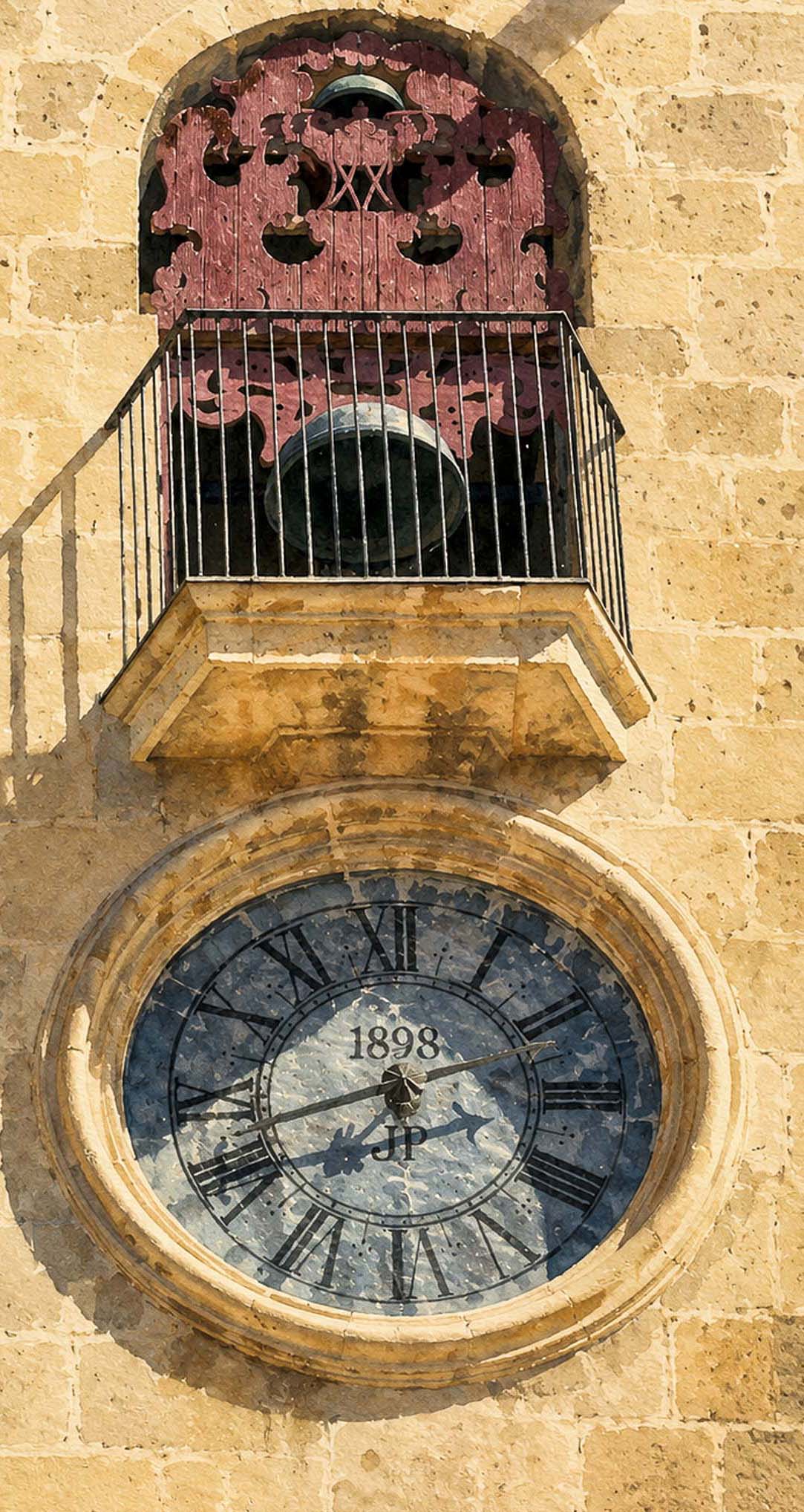 LAMINA DECORATIVA RELOJ Y CAMPANA DE SAN NICOLAS