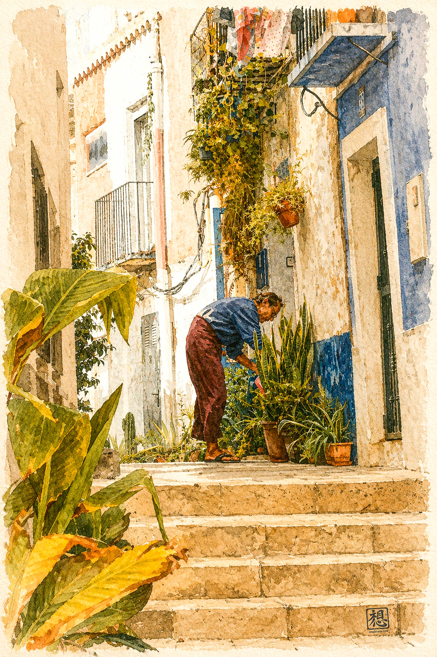 LAMINA DECORATIVA VECINO REGANDO. BARRIO DE SANTA CRUZ ALICANTE