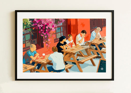 LAMINA DECORATIVA  "TERRAZA DE UN PUB"