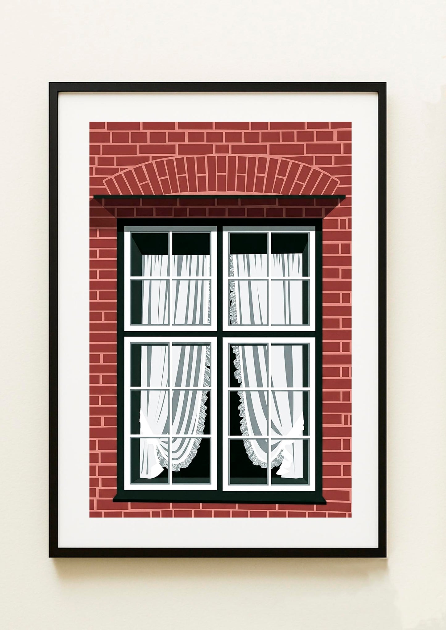 Lámina decorativa Ventana con Visillos Blancos enmarcada, fotografía artística de ventana | IMAJIN-ARTE