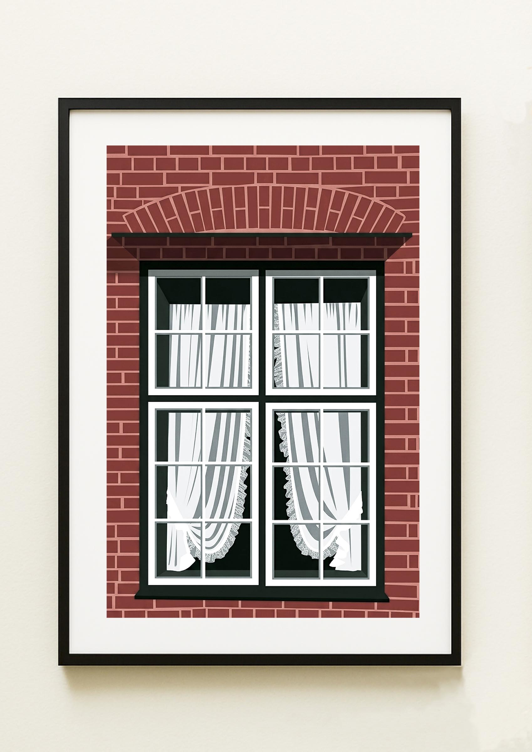 Lámina decorativa Ventana con Visillos Blancos enmarcada, fotografía artística de ventana | IMAJIN-ARTE